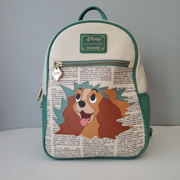 Loungefly Handbags - Loungefly Disneys Lady and The Tramp Newspaper Faux Leather Small Backpack